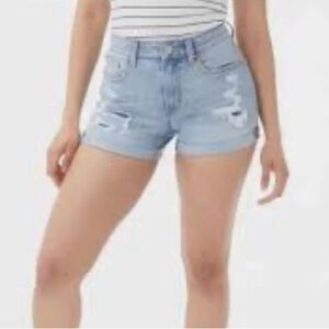 AEROPOSTALE Curvy High Rise Midi distressed jean shorts size women’s 6